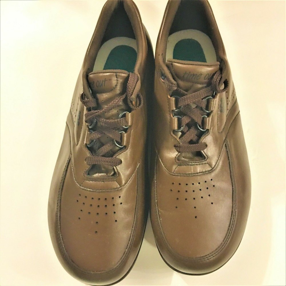 SAS TIME OUT Sz 10 1/2 WW Brown Leather Walking Lace Up Shoes TRIPAD COMFORT